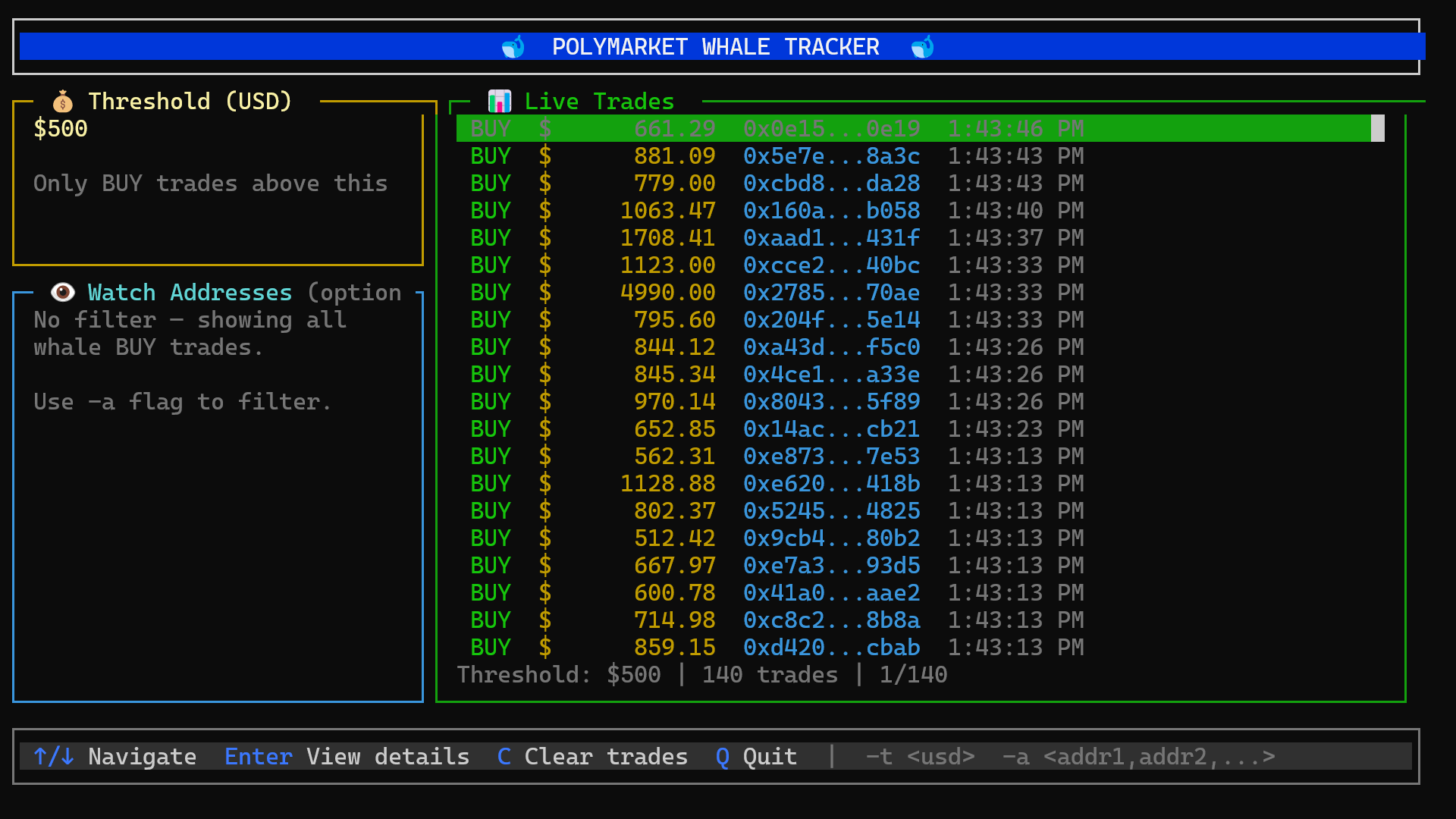 poly-whales TUI screenshot